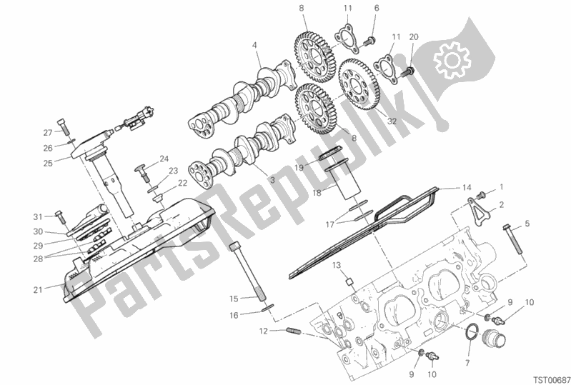 Todas las partes para Cabezal Trasero - Sistema De Sincronización de Ducati Superbike Superleggera V4 USA 998 2020